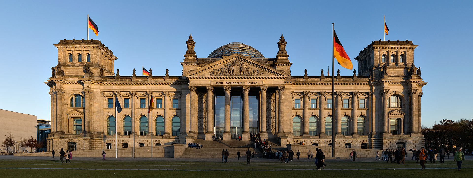 Reichstag building Berlin view from west before sunset